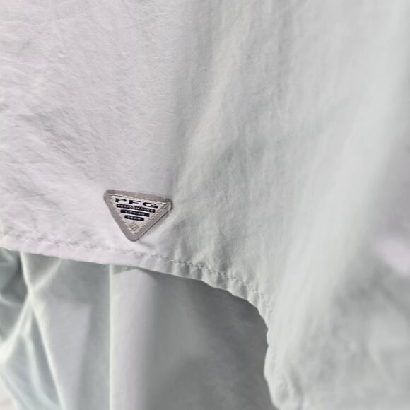Columbia Shirt Mens 2X XXL Gray Blue PFG Button Up Short Sleeve Vented Ripstop - Picture 8 of 13